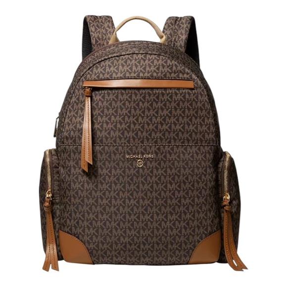 NWOT Michael Kors Logo Prescott Large Backpack Brown - Picture 1 of 6